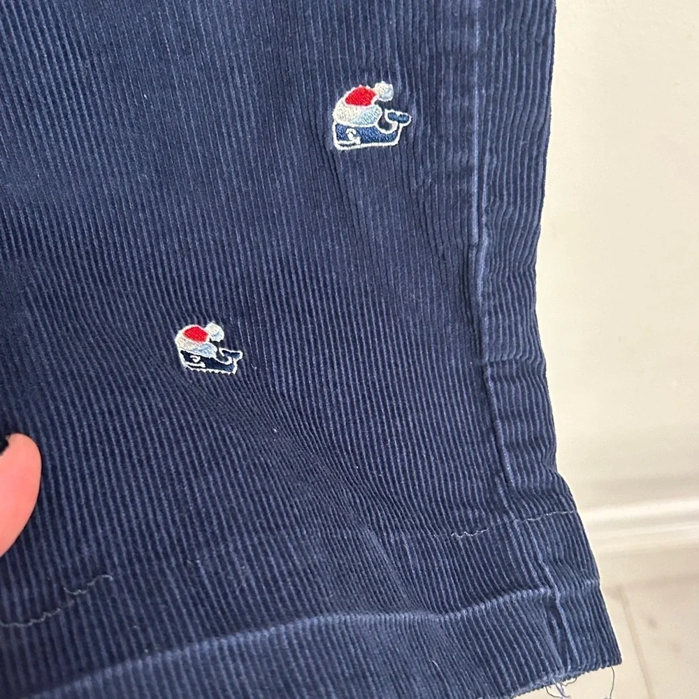 Boys 14 navy blue vineyard vines corduroy straight pants. Whale with Santa